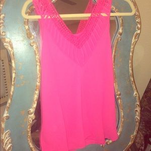 Sleeveless Hot Pink Blouse